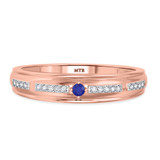Photo of Liana 1/7 CT. T.W. Sapphire and Diamond Mens Wedding Band 10K Rose Gold [BT898RM]