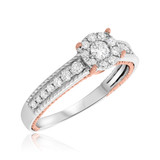 Photo of Blushing 1/2 ct tw. Diamond Round Cluster Engagement Ring 14K White Gold [BT454WE-C000]