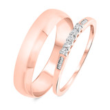 Photo of Wilhelmina 1/6 ct tw. Diamond Wedding Band Set 10K Rose Gold [WB587R]