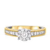 Photo of Blushing 1/2 ct tw. Diamond Round Cluster Engagement Ring 14K Yellow Gold [BT454YE-C000]