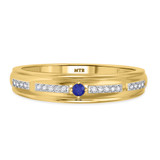 Photo of Liana 1/7 Carat T.W. Sapphire and Diamond Mens Wedding Band 14K Yellow Gold [BT898YM]