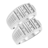 Photo of Noah 1 ct tw. Diamond Same Sex Mens Band Set 10K White Gold [WM619W]