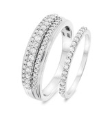 Photo of Reverent 3/4 ct tw. Diamond Wedding Band Set 14K White Gold [WB634W]