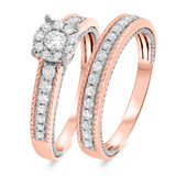 Photo of Blushing 7/8 Carat T.W. Diamond Round Cluster Bridal Set 10K Rose Gold [BR454R-C000]