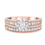 Photo of Blushing 7/8 Carat T.W. Diamond Round Cluster Bridal Set 14K Rose Gold [BR454R-C000]