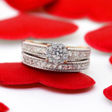 Photo of Blushing 7/8 Carat T.W. Diamond Round Cluster Bridal Set 14K Rose Gold [BR454R-C000]