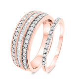 Photo of Helena 7/8 ct tw. Diamond Wedding Band Set 10K Rose Gold [WB636R]