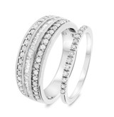 Photo of Helena 7/8 ct tw. Diamond Wedding Band Set 14K White Gold [WB636W]