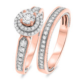 Photo of Woven 1 Carat T.W. Diamond Round Solitaire Bridal Set 10K Rose Gold [BR457R-R029]