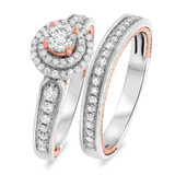 Photo of Woven 1 Carat T.W. Diamond Round Solitaire Bridal Set 14K White Gold [BR457W-R029]