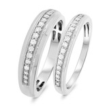 Photo of Selena 1/3 ct tw. Diamond Wedding Band Set 10K White Gold [WB643W]