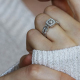 Photo of Entwined 3/4 Carat T.W. Diamond Round Solitaire Bridal Set 14K White Gold [BR459W-R029]