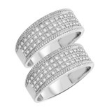 Photo of Madeline 2/3 ct tw. Diamond Same Sex Mens Band Set 10K White Gold [WM640W]