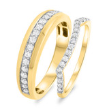 Photo of Johanna 2/3 ct tw. Diamond His and Hers Matching Wedding Band Set 14K Yellow Gold [WB681Y]