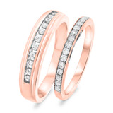 Photo of Ella 1/2 ct tw. Diamond Wedding Band Set 10K Rose Gold [WB685R]