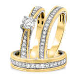 Photo of Forever 1 1/2 ct tw. Diamond Round Solitaire Trio Set 14K Yellow Gold [BT448Y-R038]