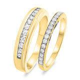 Photo of Ella 1/2 ct tw. Diamond Wedding Band Set 14K Yellow Gold [WB685Y]