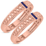 Photo of Manuka 1/7 Carat T.W. Sapphire and Diamond Matching Wedding Band Set 10K Rose Gold [WM867R]