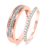 Photo of Eagan 3/8 ct tw. Diamond His and Hers Matching Wedding Band Set 14K Rose Gold [WB688R]