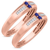 Photo of Chrisoula 1/8 Carat T.W. Sapphire and Diamond Matching Wedding Band Set 10K Rose Gold [WM869R]