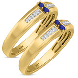 Photo of Chrisoula 1/8 Carat T.W. Sapphire and Diamond Matching Wedding Band Set 14K Yellow Gold [WM869Y]