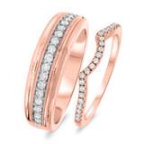 Photo of Janette 1/2 ct tw. Diamond Wedding Band Set 10K Rose Gold [WB690R]