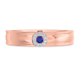Photo of Delphine 1/5 CT. T.W. Sapphire and Diamond Matching Wedding Band Set 14K Rose Gold [BT871RM]