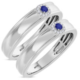 Photo of Delphine 1/5 CT. T.W. Sapphire and Diamond Matching Wedding Band Set 14K White Gold [WM871W]