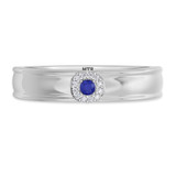 Photo of Delphine 1/5 CT. T.W. Sapphire and Diamond Matching Wedding Band Set 14K White Gold [BT871WM]