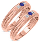Photo of Magnol 1/4 Carat T.W. Sapphire and Diamond Matching Wedding Band Set 14K Rose Gold [WM872R]