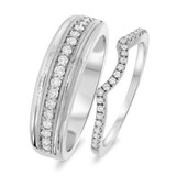 Photo of Janette 1/2 ct tw. Diamond Wedding Band Set 14K White Gold [WB690W]