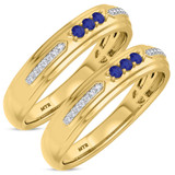 Photo of Diantha 1/5 Carat T.W. Sapphire and Diamond Matching Wedding Band Set 10K Yellow Gold [WM873Y]