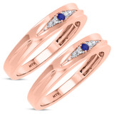 Photo of Irit 1/15 CT. T.W. Sapphire and Diamond Matching Wedding Band Set 14K Rose Gold [WM874R]
