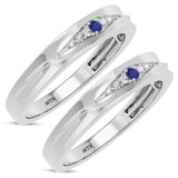 Photo of Irit 1/15 CT. T.W. Sapphire and Diamond Matching Wedding Band Set 14K White Gold [WM874W]