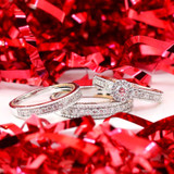 Photo of Blushing 1 3/8 ct tw. Diamond Round Cluster Trio Set 10K Rose Gold [BT454R-C000]