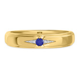 Photo of Abilia 1/5 Carat T.W. Sapphire and Sapphire and Diamond Same Sex Mens Wedding Band Set 10K Yellow Gold [BT877YM]