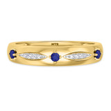 Photo of Mawar 1/5 CT. T.W. Sapphire and Diamond Matching Wedding Band Set 14K Yellow Gold [BT878YM]