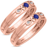 Photo of Garland 1/7 Carat T.W. Sapphire and Diamond Matching Wedding Band Set 10K Rose Gold [WM879R]