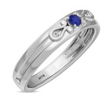 Photo of Garland 1/7 CT. T.W. Sapphire and Diamond Matching Wedding Band Set 14K White Gold [BT879WM]