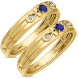Photo of Garland 1/7 Carat T.W. Sapphire and Diamond Matching Wedding Band Set 10K Yellow Gold [WM879Y]