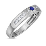 Photo of Hana 1/6 CT. T.W. Sapphire and Diamond Matching Wedding Band Set 10K White Gold [BT880WM]