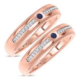 Photo of Evanthe 1/7 Carat T.W. Sapphire and Diamond Matching Wedding Band Set 10K Rose Gold [WM891R]