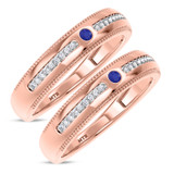 Photo of Evanthe 1/7 Carat T.W. Sapphire and Diamond Matching Wedding Band Set 10K Rose Gold [WM891R]