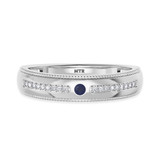 Photo of Evanthe 1/7 CT. T.W. Sapphire and Diamond Matching Wedding Band Set 10K White Gold [BT891WM]
