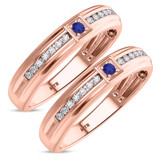 Photo of Holly 1/5 CT. T.W. Sapphire and Diamond Matching Wedding Band Set 10K Rose Gold [WM892R]