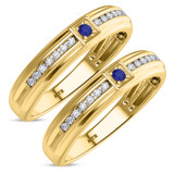 Photo of Holly 1/5 Carat T.W. Sapphire and Diamond Matching Wedding Band Set 10K Yellow Gold [WM892Y]