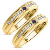 Photo of Holly 1/5 CT. T.W. Sapphire and Diamond Matching Wedding Band Set 14K Yellow Gold [WM892Y]