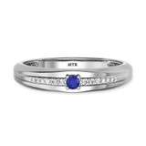 Photo of Erica 1/7 CT. T.W. Sapphire and Diamond Matching Wedding Band Set 10K White Gold [BT893WM]