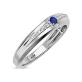 Photo of Erica 1/7 Carat T.W. Sapphire and Diamond Matching Wedding Band Set 14K White Gold [BT893WM]