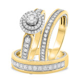 Photo of Woven 1 1/2 ct tw. Diamond Round Solitaire Trio Set 14K Yellow Gold [BT457Y-R029]